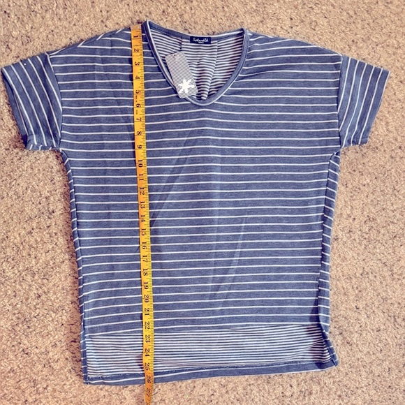 Splendid short sleeve top blue white stripes high low hem size Small - Picture 1 of 8